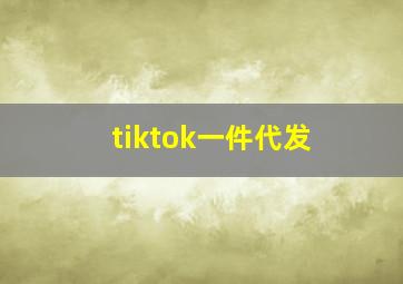 tiktok一件代发