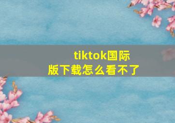 tiktok国际版下载怎么看不了