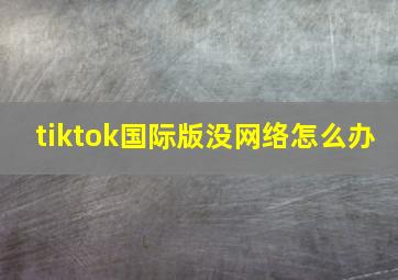 tiktok国际版没网络怎么办