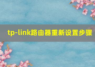 tp-link路由器重新设置步骤