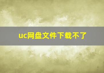 uc网盘文件下载不了