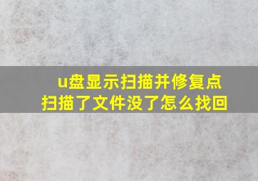 u盘显示扫描并修复点扫描了文件没了怎么找回