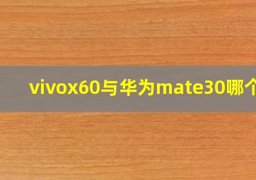 vivox60与华为mate30哪个好