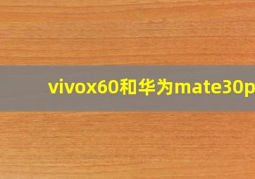 vivox60和华为mate30pro