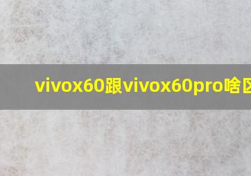 vivox60跟vivox60pro啥区别