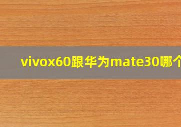 vivox60跟华为mate30哪个好