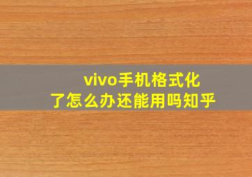 vivo手机格式化了怎么办还能用吗知乎