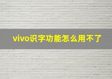 vivo识字功能怎么用不了