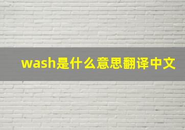 wash是什么意思翻译中文