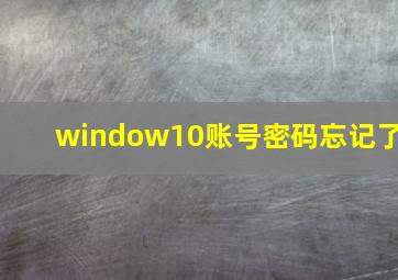 window10账号密码忘记了