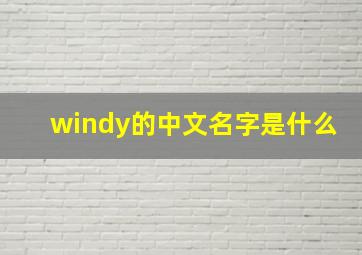 windy的中文名字是什么