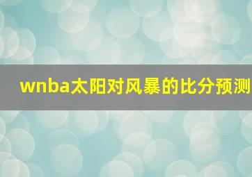 wnba太阳对风暴的比分预测