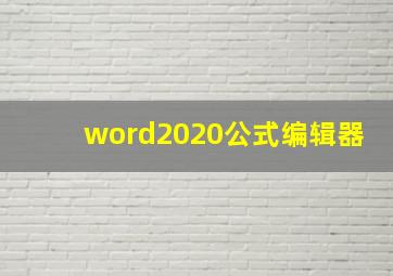 word2020公式编辑器