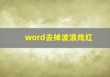 word去掉波浪线红