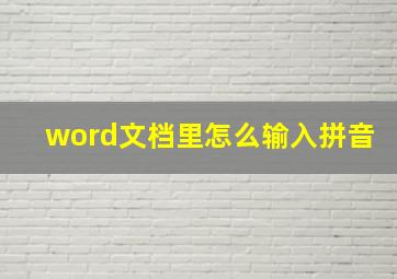 word文档里怎么输入拼音