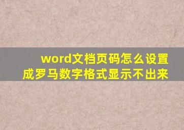 word文档页码怎么设置成罗马数字格式显示不出来