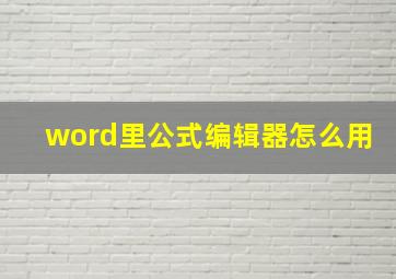 word里公式编辑器怎么用