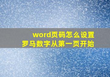 word页码怎么设置罗马数字从第一页开始