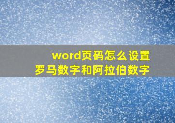 word页码怎么设置罗马数字和阿拉伯数字