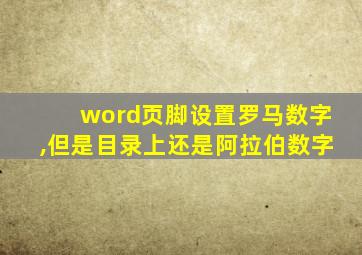 word页脚设置罗马数字,但是目录上还是阿拉伯数字