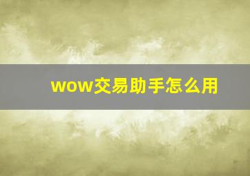 wow交易助手怎么用