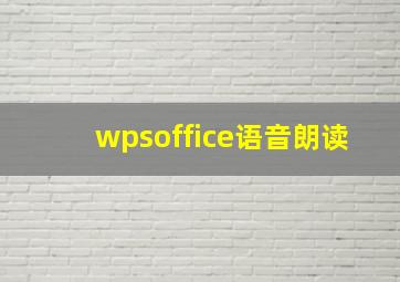 wpsoffice语音朗读