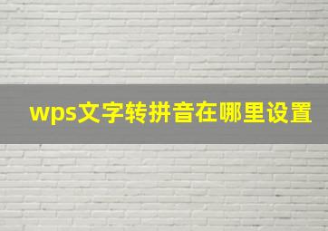 wps文字转拼音在哪里设置