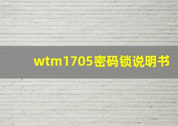 wtm1705密码锁说明书