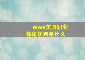 wwe美国职业摔角规则是什么