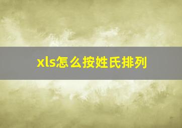 xls怎么按姓氏排列