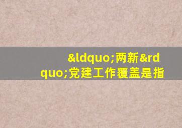 “两新”党建工作覆盖是指