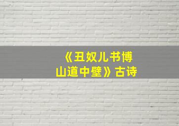 《丑奴儿书博山道中壁》古诗