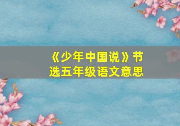 《少年中国说》节选五年级语文意思