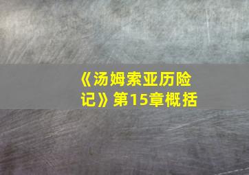 《汤姆索亚历险记》第15章概括