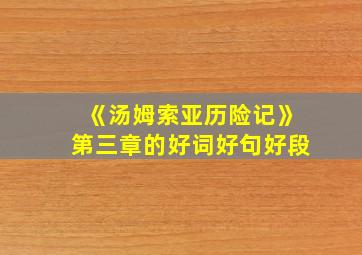 《汤姆索亚历险记》第三章的好词好句好段