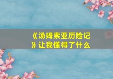 《汤姆索亚历险记》让我懂得了什么