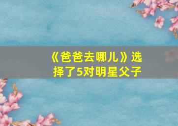 《爸爸去哪儿》选择了5对明星父子