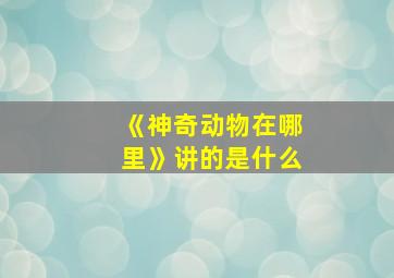 《神奇动物在哪里》讲的是什么