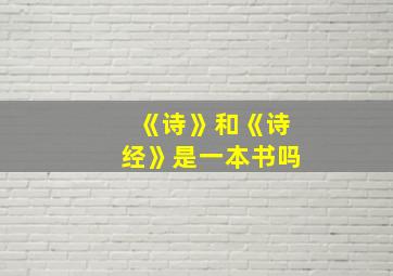 《诗》和《诗经》是一本书吗