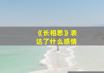 《长相思》表达了什么感情