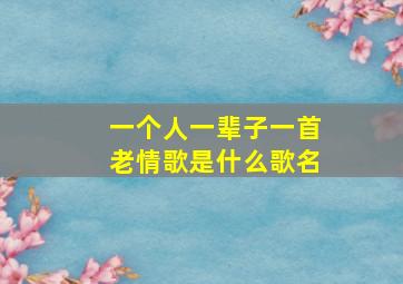 一个人一辈子一首老情歌是什么歌名