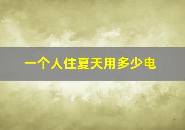 一个人住夏天用多少电