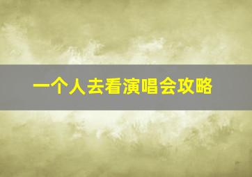 一个人去看演唱会攻略