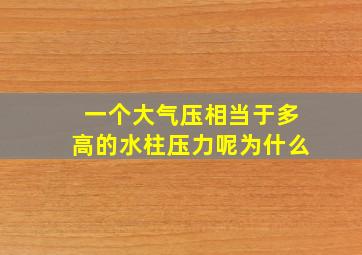 一个大气压相当于多高的水柱压力呢为什么