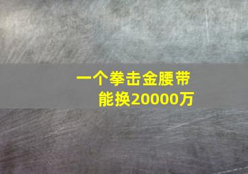 一个拳击金腰带能换20000万