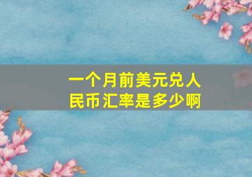 一个月前美元兑人民币汇率是多少啊