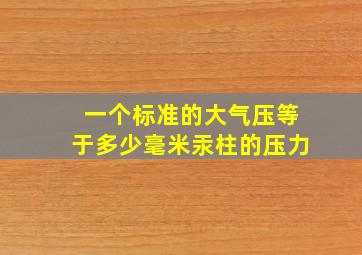 一个标准的大气压等于多少毫米汞柱的压力