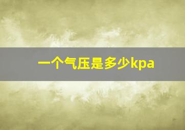 一个气压是多少kpa