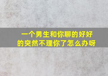 一个男生和你聊的好好的突然不理你了怎么办呀