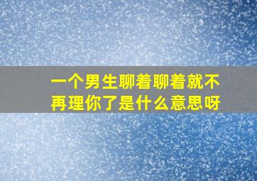 一个男生聊着聊着就不再理你了是什么意思呀